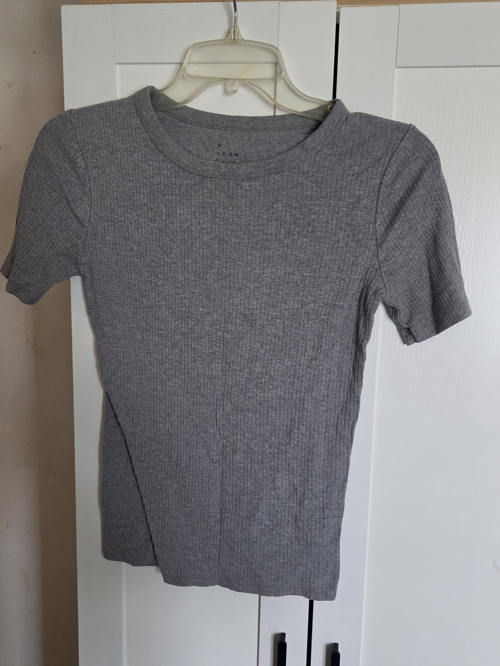 a new day Gray Ribbed Short-Sleeve Crewneck Top